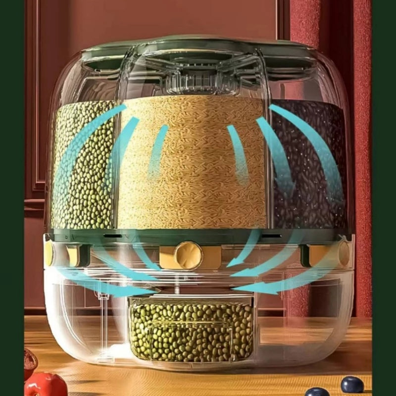 Contenedor de almacenamiento de alimentos grande, barriles de arroz giratorios 360, dispensador de cereales sellado, tanque de arroz, caja de granos, contenedor de almacenamiento de cocina