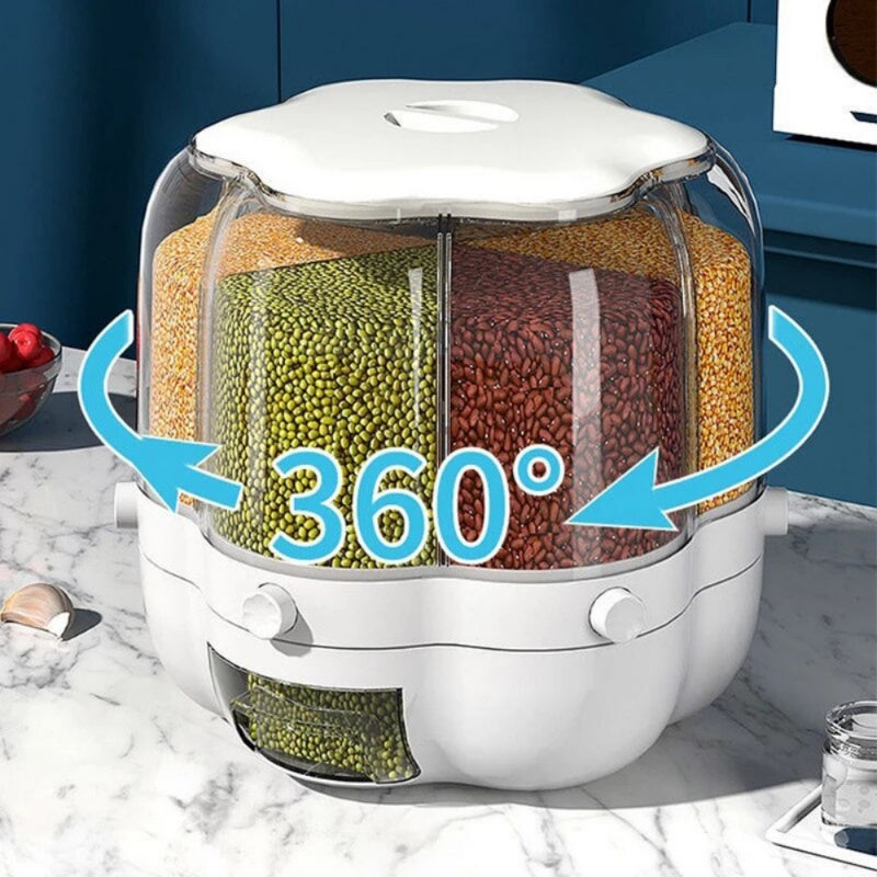 Contenedor de almacenamiento de alimentos grande, barriles de arroz giratorios 360, dispensador de cereales sellado, tanque de arroz, caja de granos, contenedor de almacenamiento de cocina