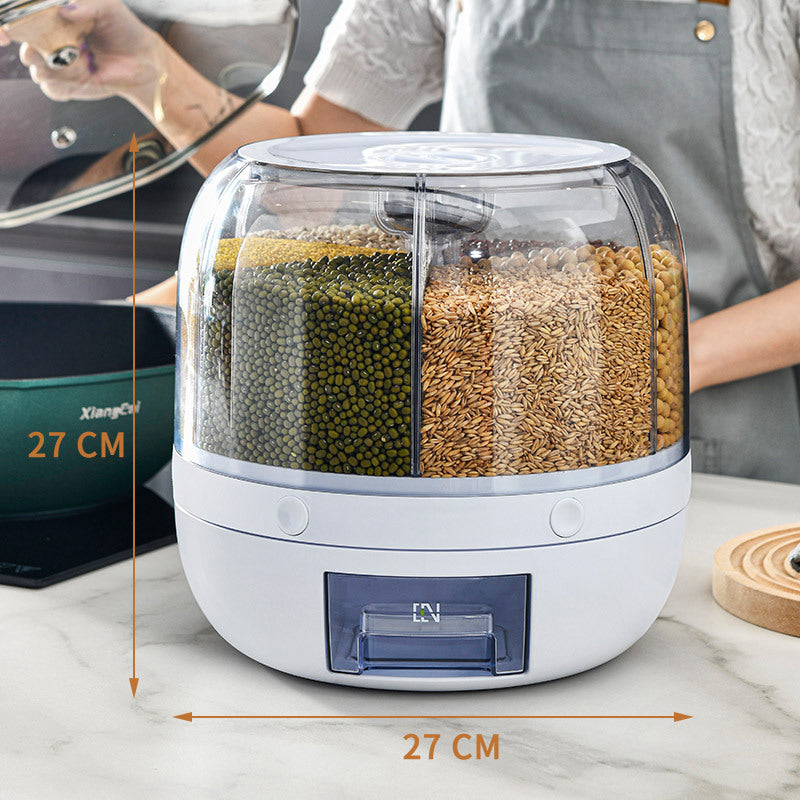 Contenedor de almacenamiento de alimentos grande, barriles de arroz giratorios 360, dispensador de cereales sellado, tanque de arroz, caja de granos, contenedor de almacenamiento de cocina